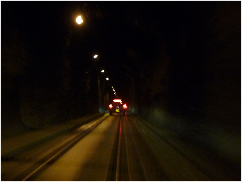 One lane, 2 mile tunnel
