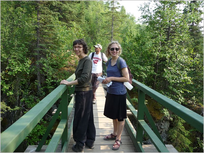 Foot bridge above town